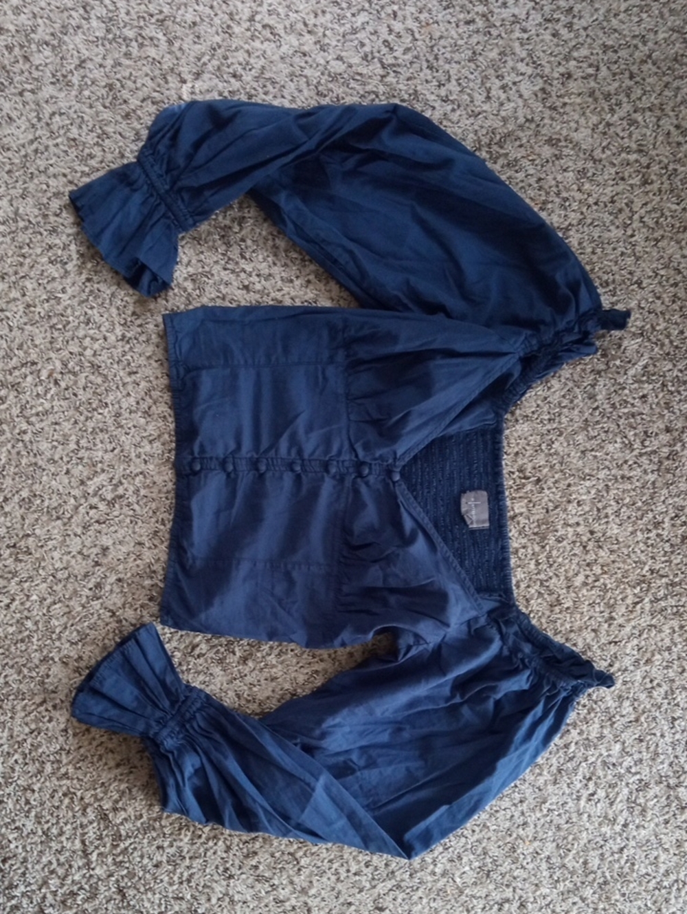 Anthropologie Puff-Sleeved Sweetheart Blouse Blue Large - Picture 3 of 9